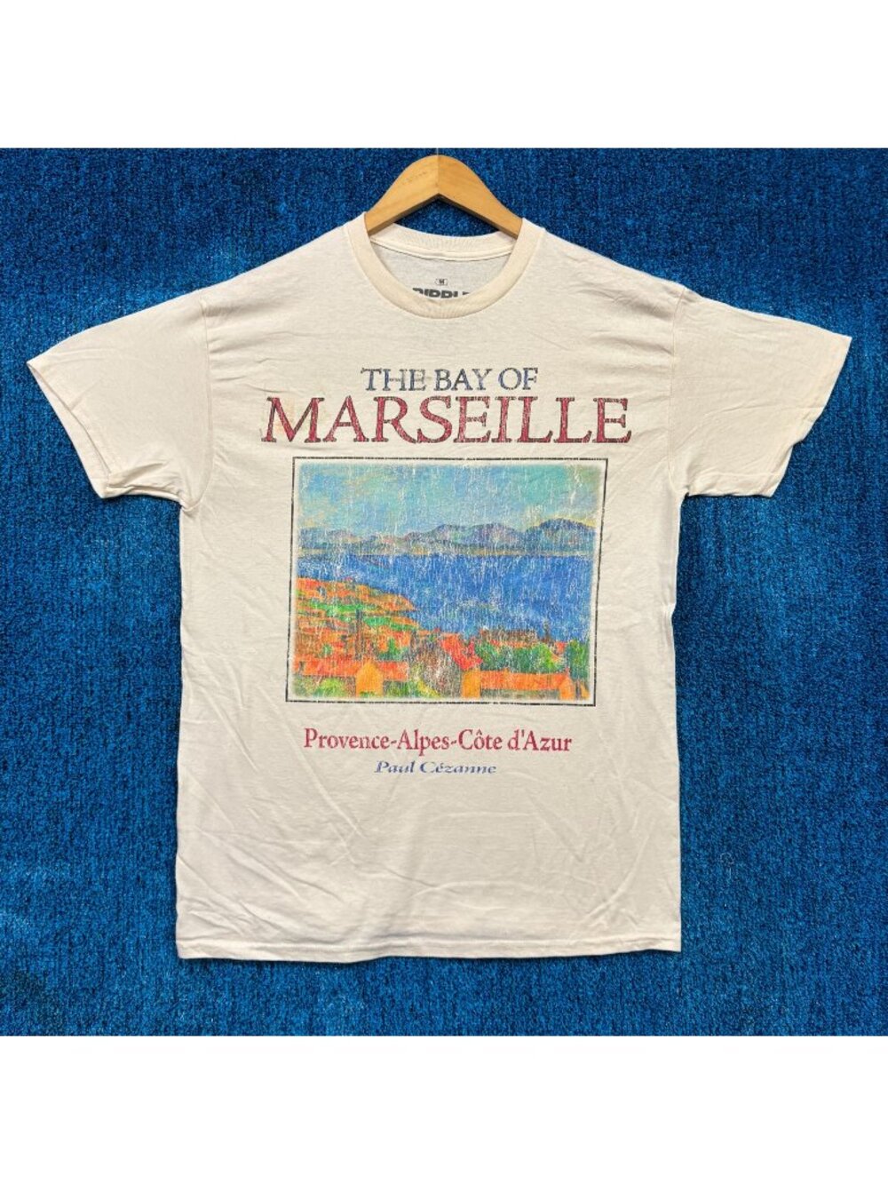 The Bay of Marseille French Art Beige T-Shirt Size Medium